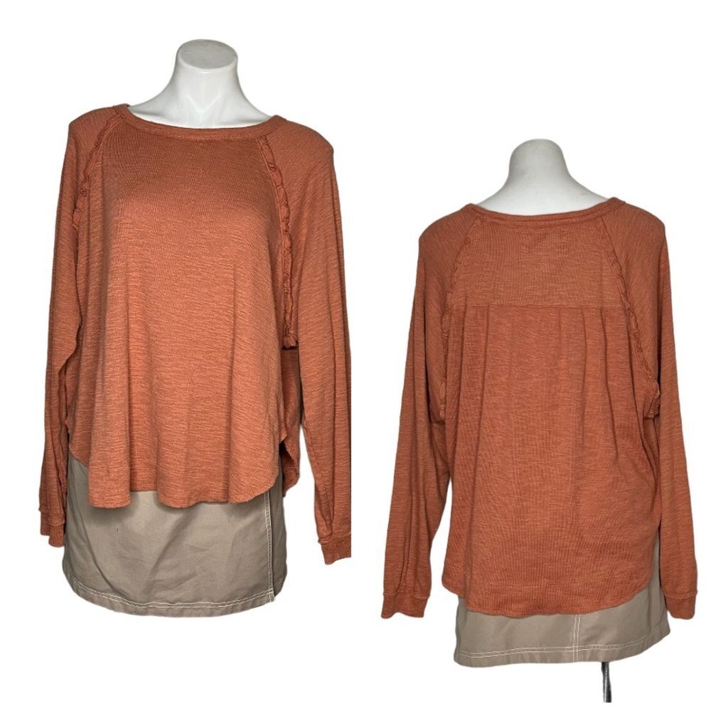 PILCRO Anthropologie Diana Pullover Knit Top Ruffle Detail Rounded Hem Size XL - Picture 11 of 12